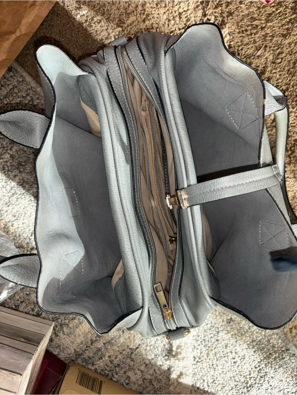 Target Light Gray Tote with Gold Hardware